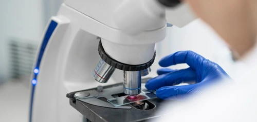 Scientist working under microscope